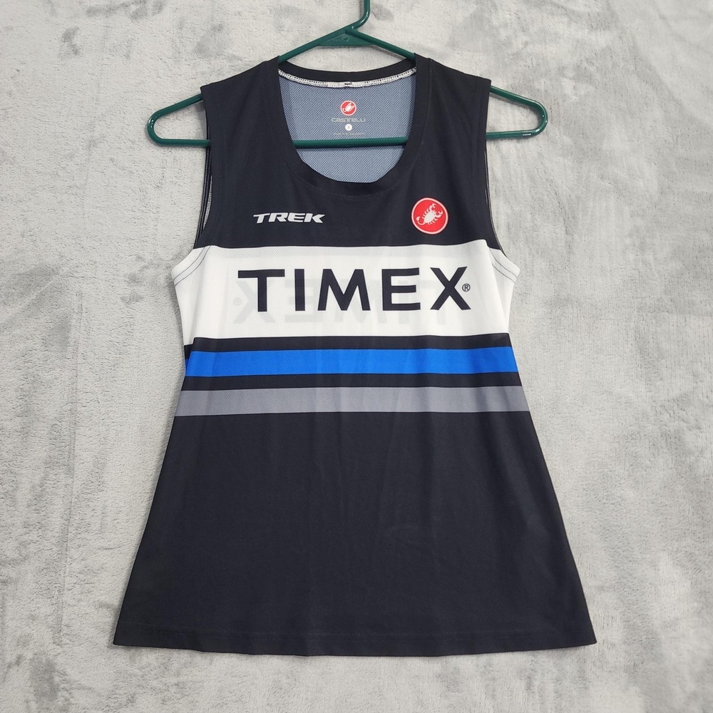 Castelli Timex Trek Triathlon Cycling Tank‎ Jersey Womens S Black Blue Athletic